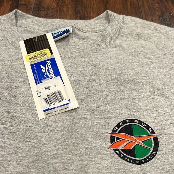 VTG 1996 Reebok Athletics size M big logo on back tee New with tags heather grey - Picture 4 of 10